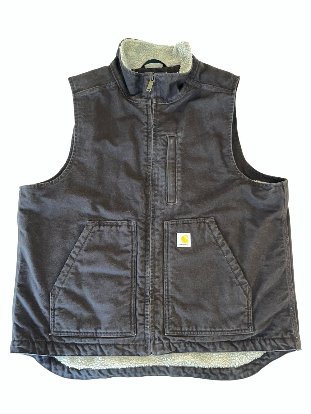 Carhartt Men’s Sherpa Lined Mock Neck Vest Dark Brown Size L - Picture 5 of 12